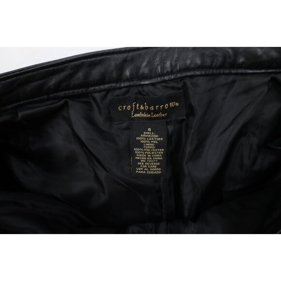 Vintage 90s Streetwear Womens 4 Distressed Soft Lambskin Leather Pants Black - Picture 9 of 15